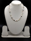 White freshwater pearl short necklace with multi-colour accent beads for women