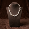 White freshwater pearl twisted necklace with clear crystal flower stones for women
