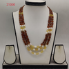 amber freshwater pearl necklace with white pearls and yellow beads in multi strand cascading design