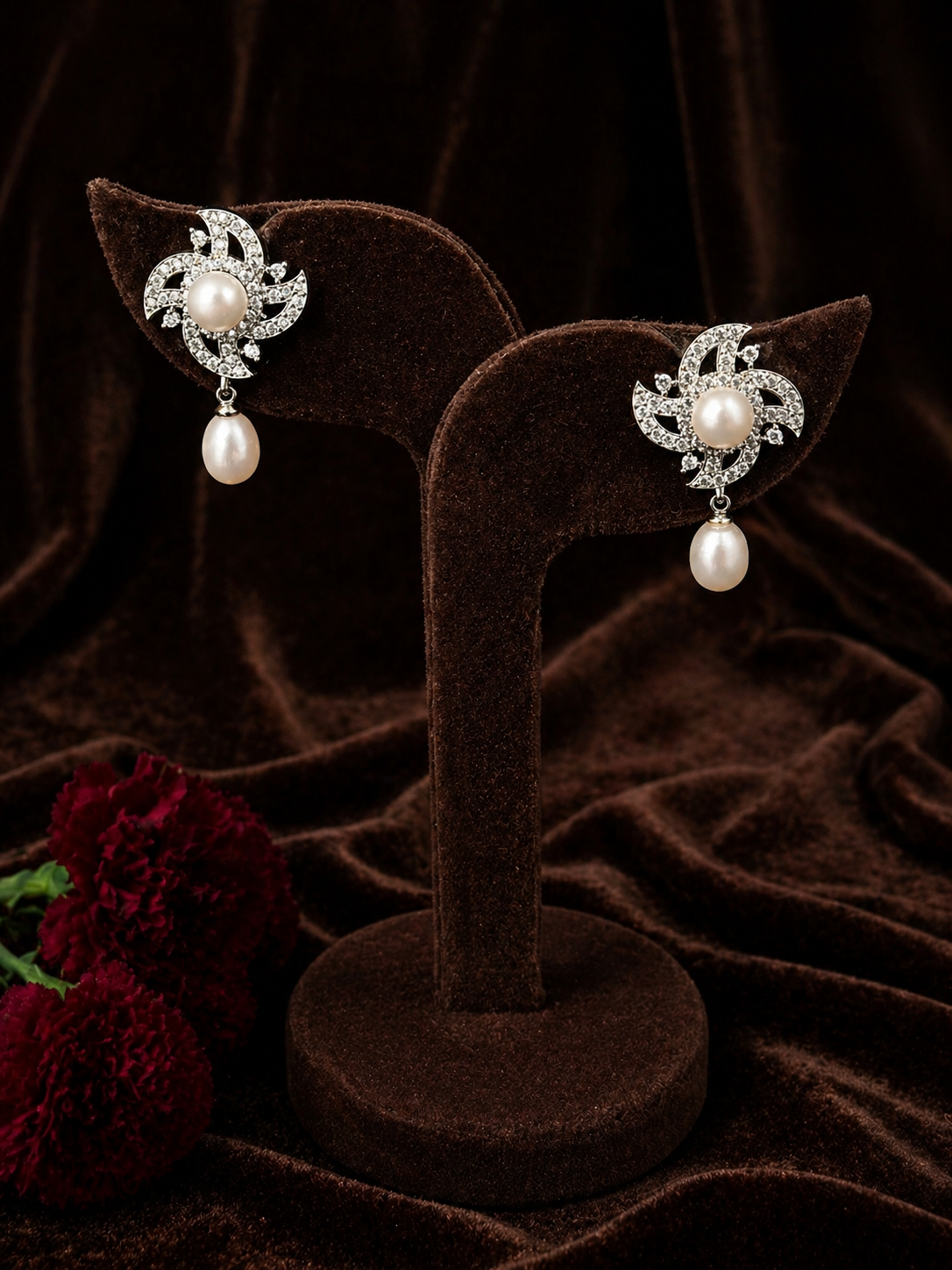 Swirl Elegance Pearl Drops Earrings