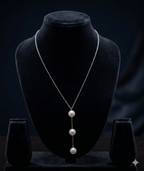 classic trio pearl drop 925 silver chain with three graduated white pearls