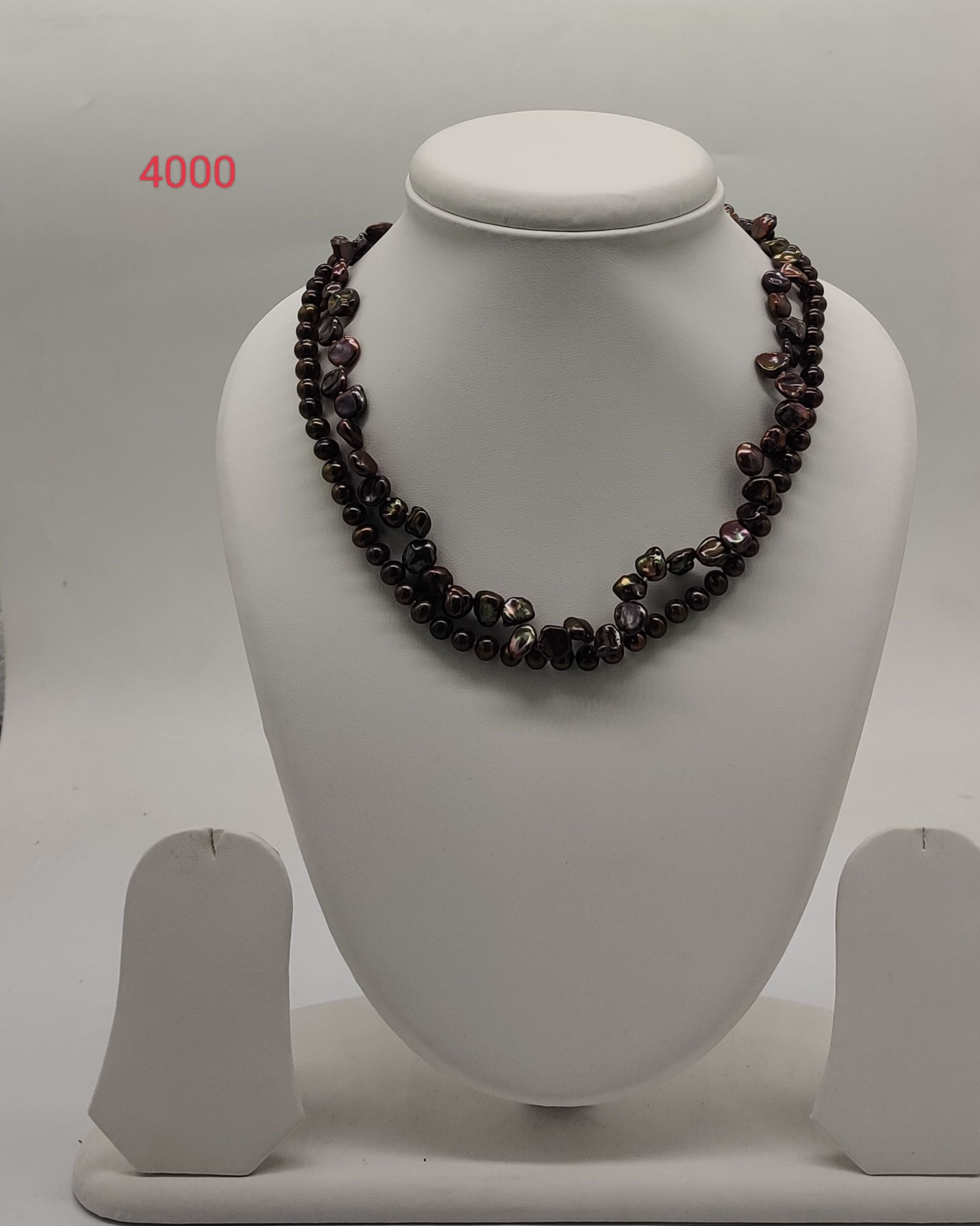dark freshwater pearl necklace with multi strand layered cascading design