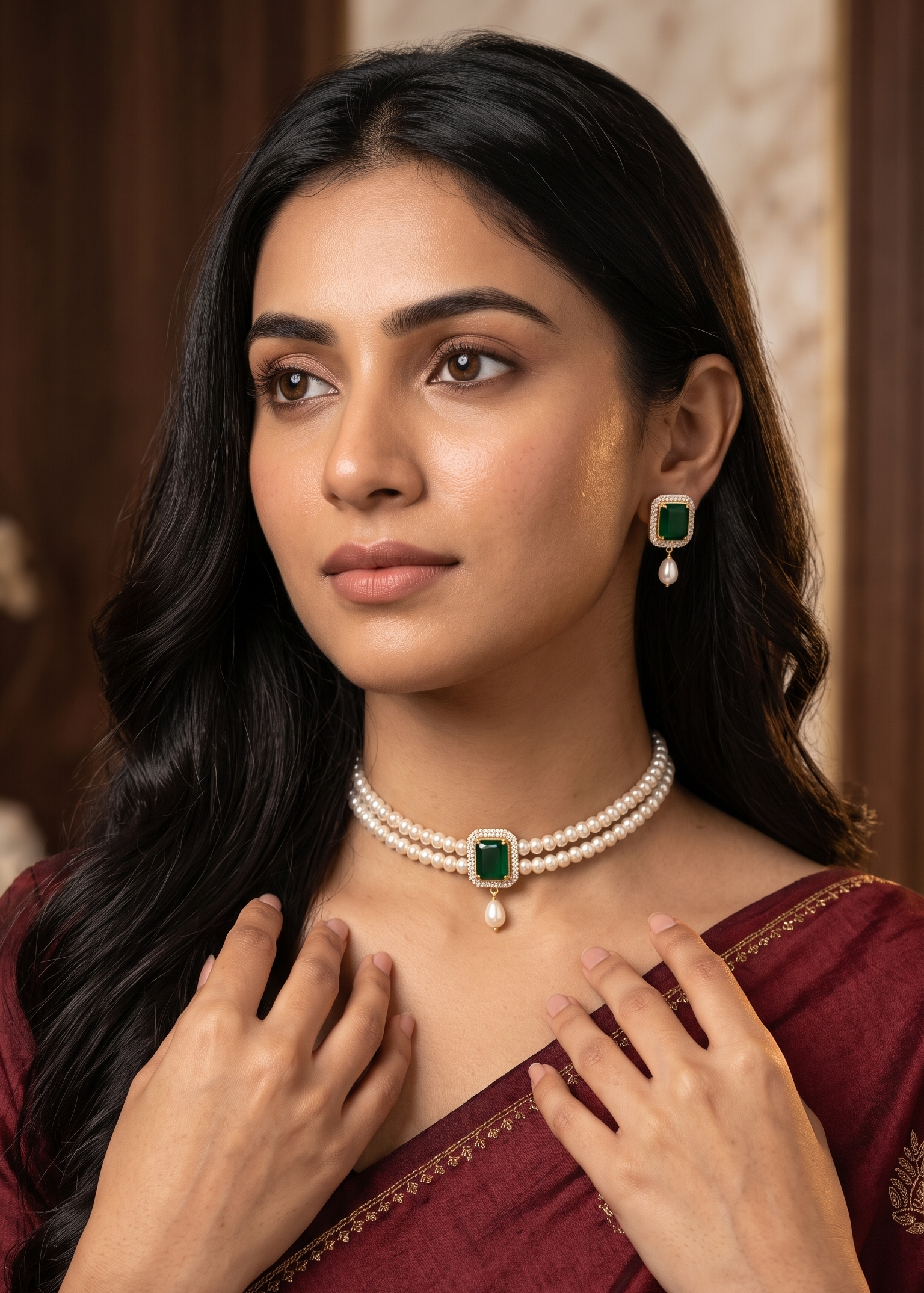 emerald-freshwater-pearl-choker-set
