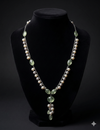 emerald cascade gem 925 silver chain with pearls and green gemstones