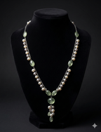 emerald cascade gem 925 silver chain with pearls and green gemstones