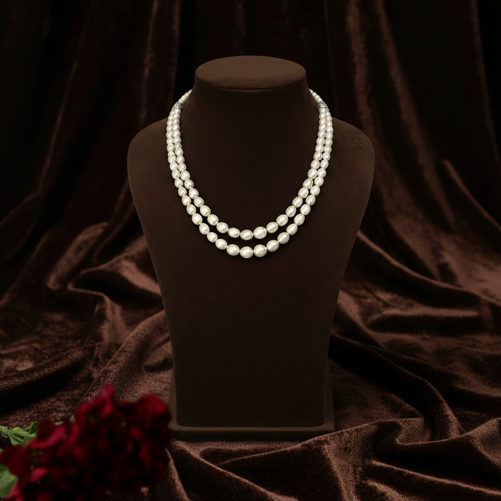 Classic Elegance Double Line Pearl Necklace