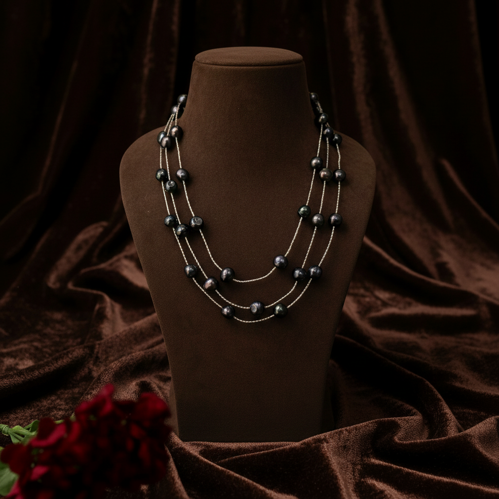 Black Baroque Pearl Layered Necklace – Contemporary Luxury Pearl Jewellery