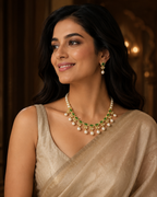 freshwater-pearl-green-stone-floral-necklace-set