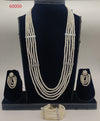freshwater pearl necklace set with bracelet and earrings in multi strand white pearl design