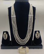 freshwater pearl necklace set with bracelet and earrings in multi strand white pearl design