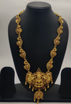 gold tone 925 silver temple necklace for women with red stones traditional long necklace