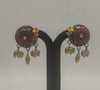 golden avian majesty oxidized silver earrings with bird motif red filigree and charm danglers