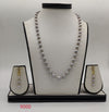 grey freshwater pearl necklace set with single strand pearls and drop earrings