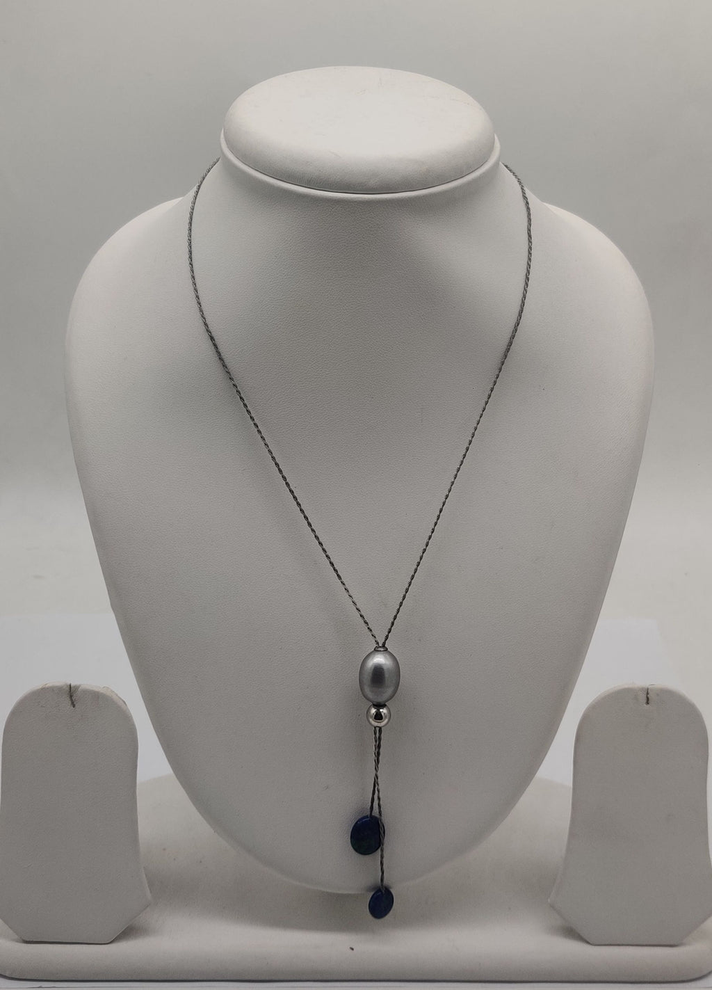 Grey Pearl Drift Pendant Silver Necklace