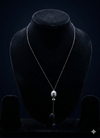 grey pearl drift 925 silver chain necklace with grey pearl and blue accents
