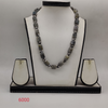 grey stone jewellery set with barrel shaped beads and matching earrings