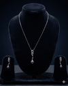 ink drop elegance 925 silver pendant set with abstract silver design and dark pearl drop
