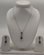 maroon grace teardrop 925 silver pendant set with maroon pearl drop