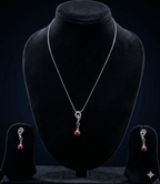 maroon grace teardrop 925 silver pendant set with maroon pearl drop