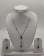noir deco pearl 925 silver chain with dark pearls and geometric design