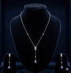 noir deco pearl 925 silver chain with dark pearls and geometric design