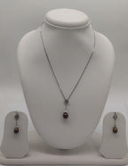 noir pearl drop elegance 925 silver chain with dark pearl drops and square accents