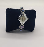 pearl bracelet watch for women with diamond shaped dial