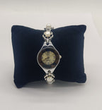 pearl bracelet watch for women with oval dial