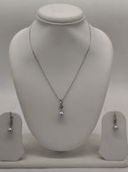 pearl glimmer drop 925 silver pendant set with round freshwater pearl