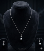 pearl glimmer drop 925 silver pendant set with round freshwater pearl