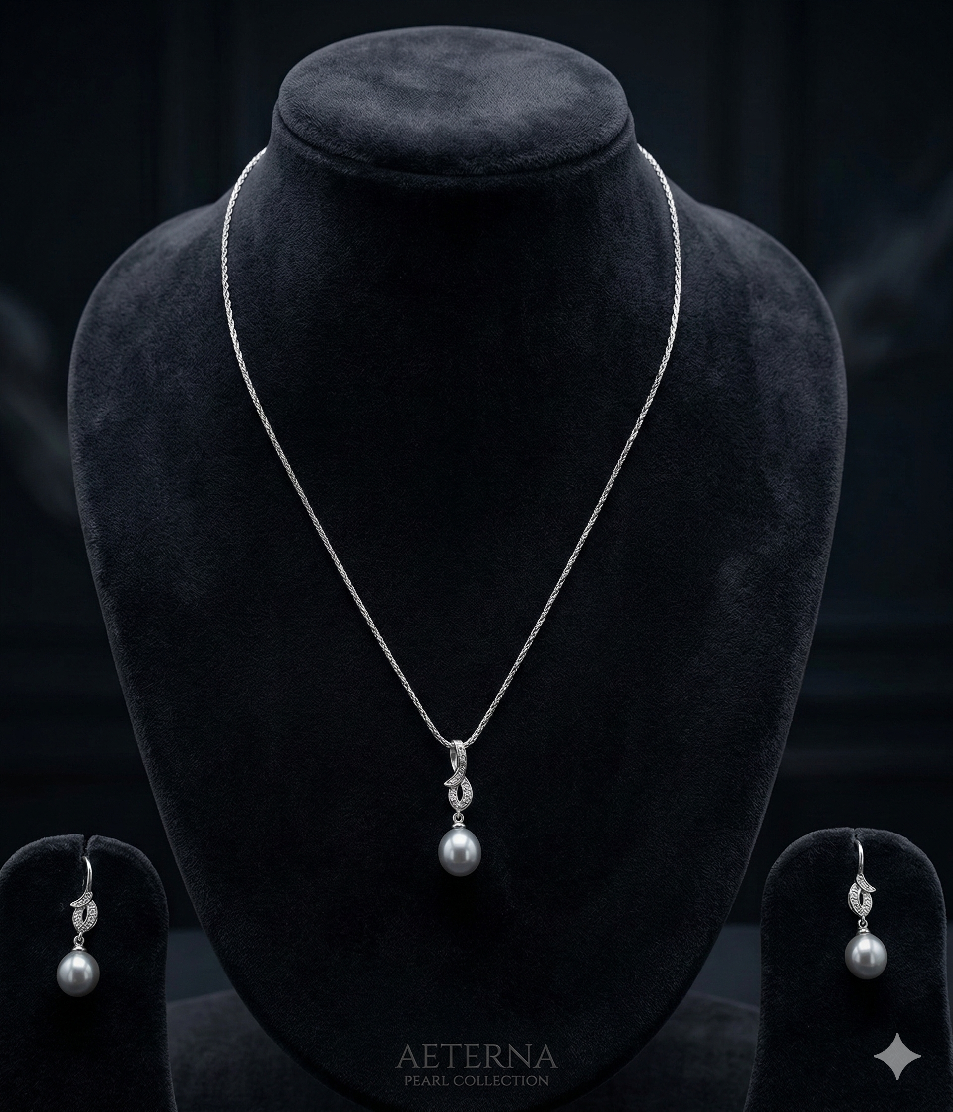 pearl glimmer drop 925 silver pendant set with round freshwater pearl