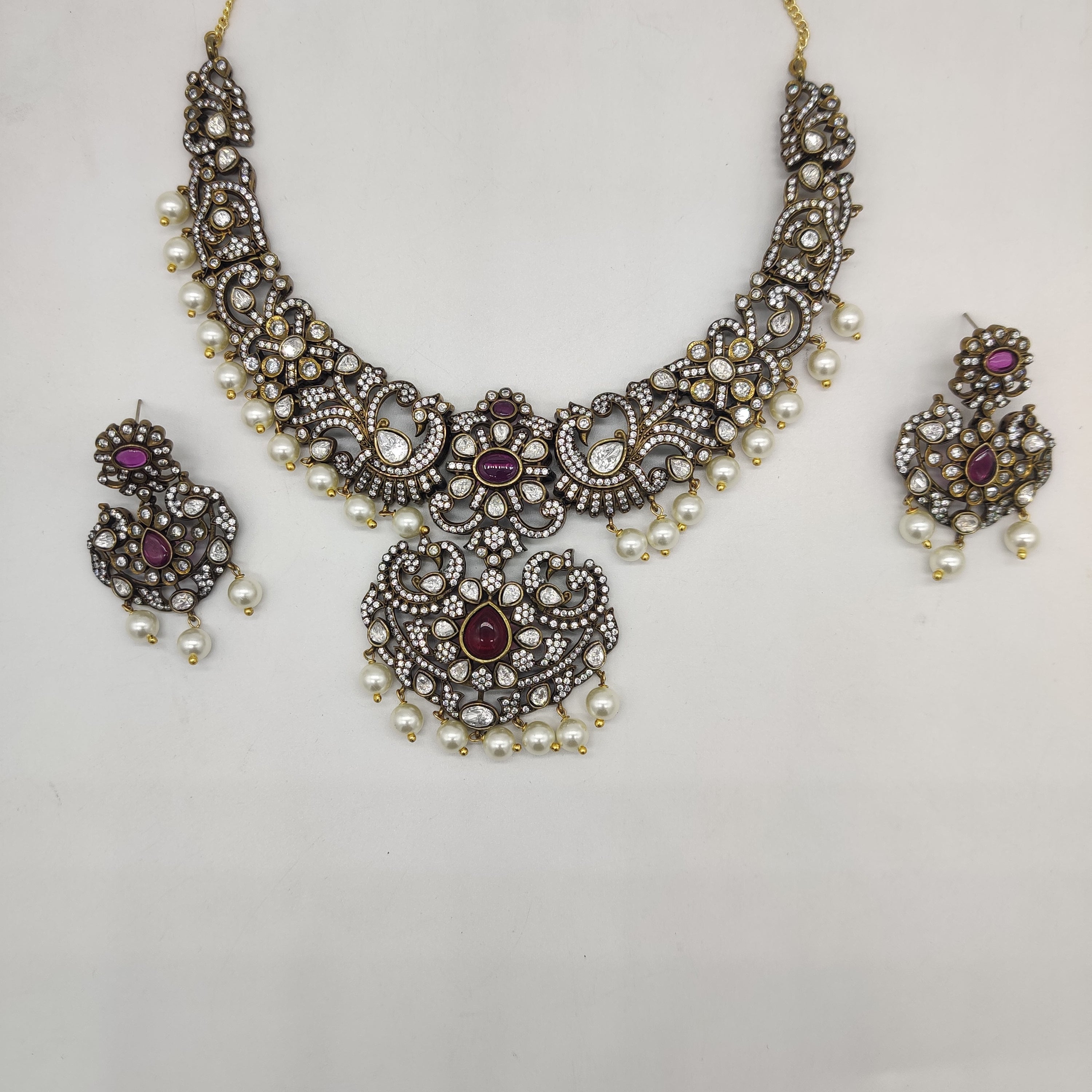 CZ Antique Necklace Set