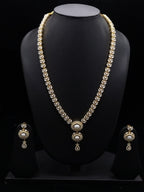 Royal Heritage Rice Pearl Long Necklace with Circular Button Pearl Pendant Set