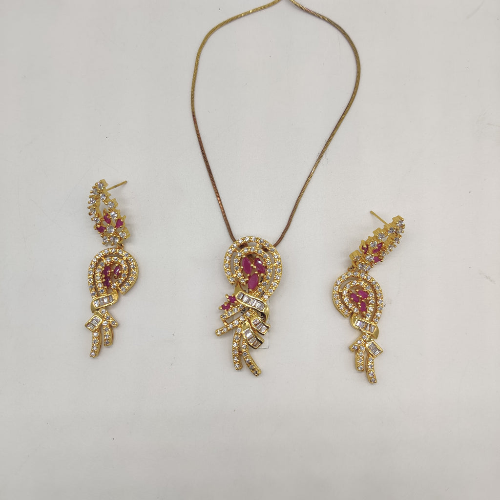 White Red CZ Pendent Set