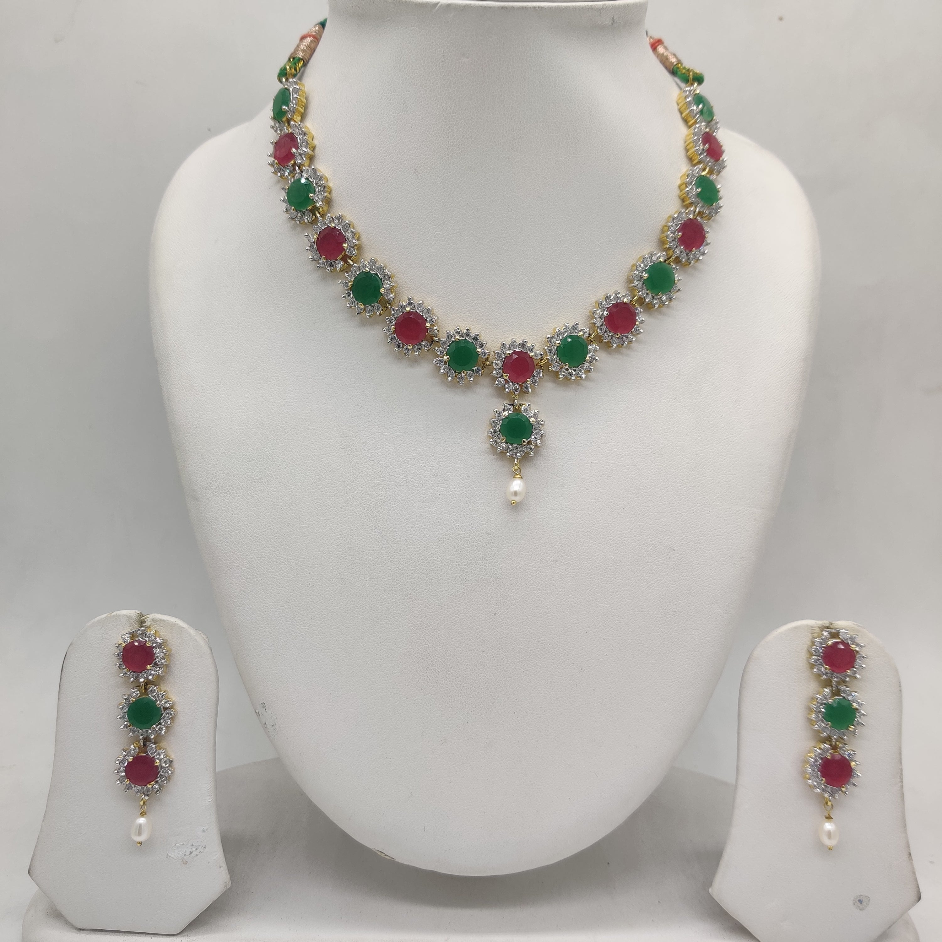 Multicolour CZ Necklace Set