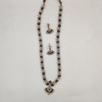 White Brown CZ Long Necklace Set