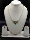 Classic Double-Strand White Flat Pearl Pendant Necklace Set