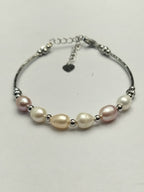 Multicolor Freshwater Pearl & Silver Charm Bracelet