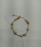 Oval Multicolor Freshwater Pearl Gold-Tone Bracelet