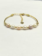 Classic Freshwater Pearl & Gold Accent Adjustable Bracelet