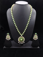 Imperial Emerald Bloom: Freshwater Pearl Bridal Long Necklace Set