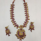 Red CZ Peacock Necklace Set