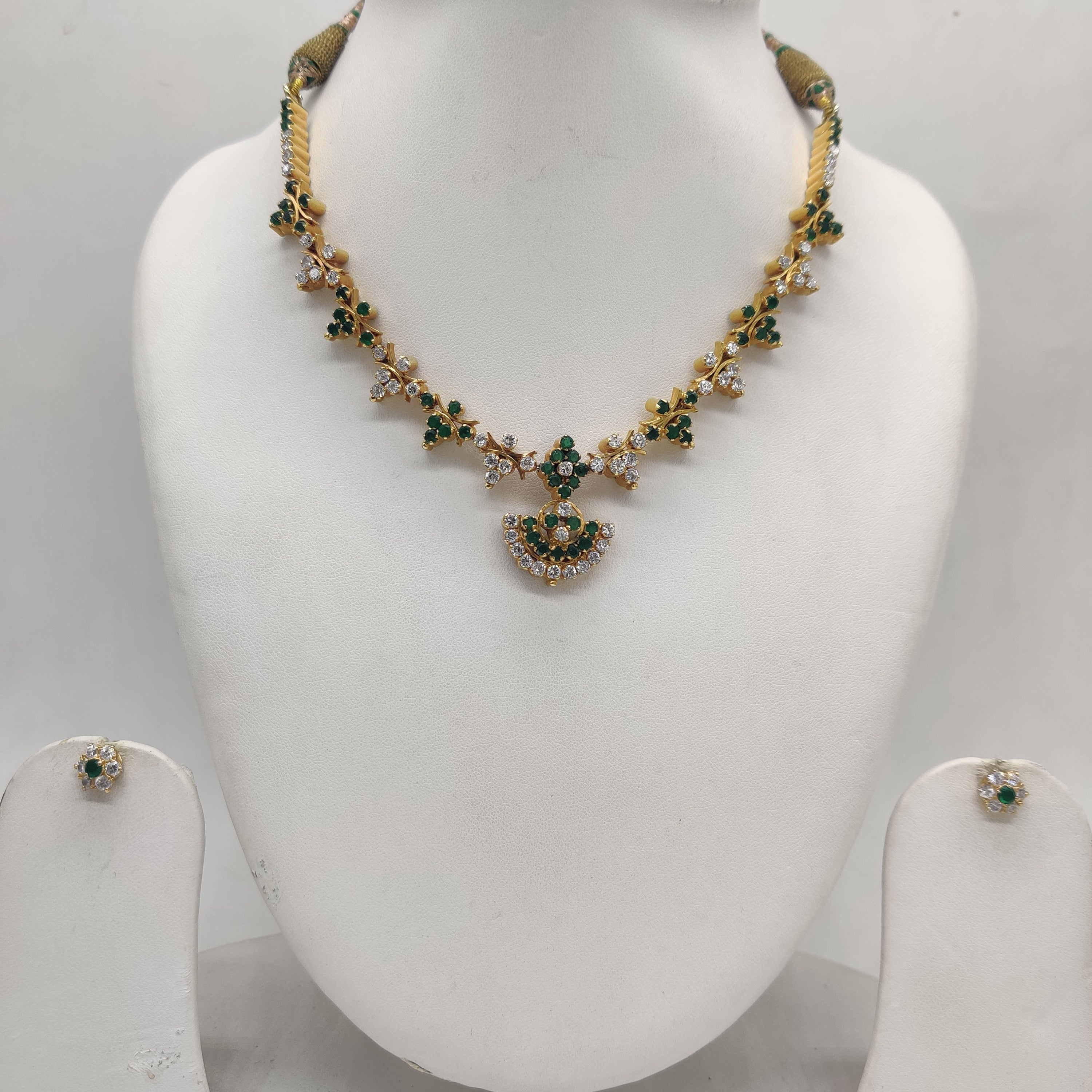 White Green CZ Necklace Set