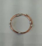 Double Line White Freshwater Pearl Rose Gold Bracelet