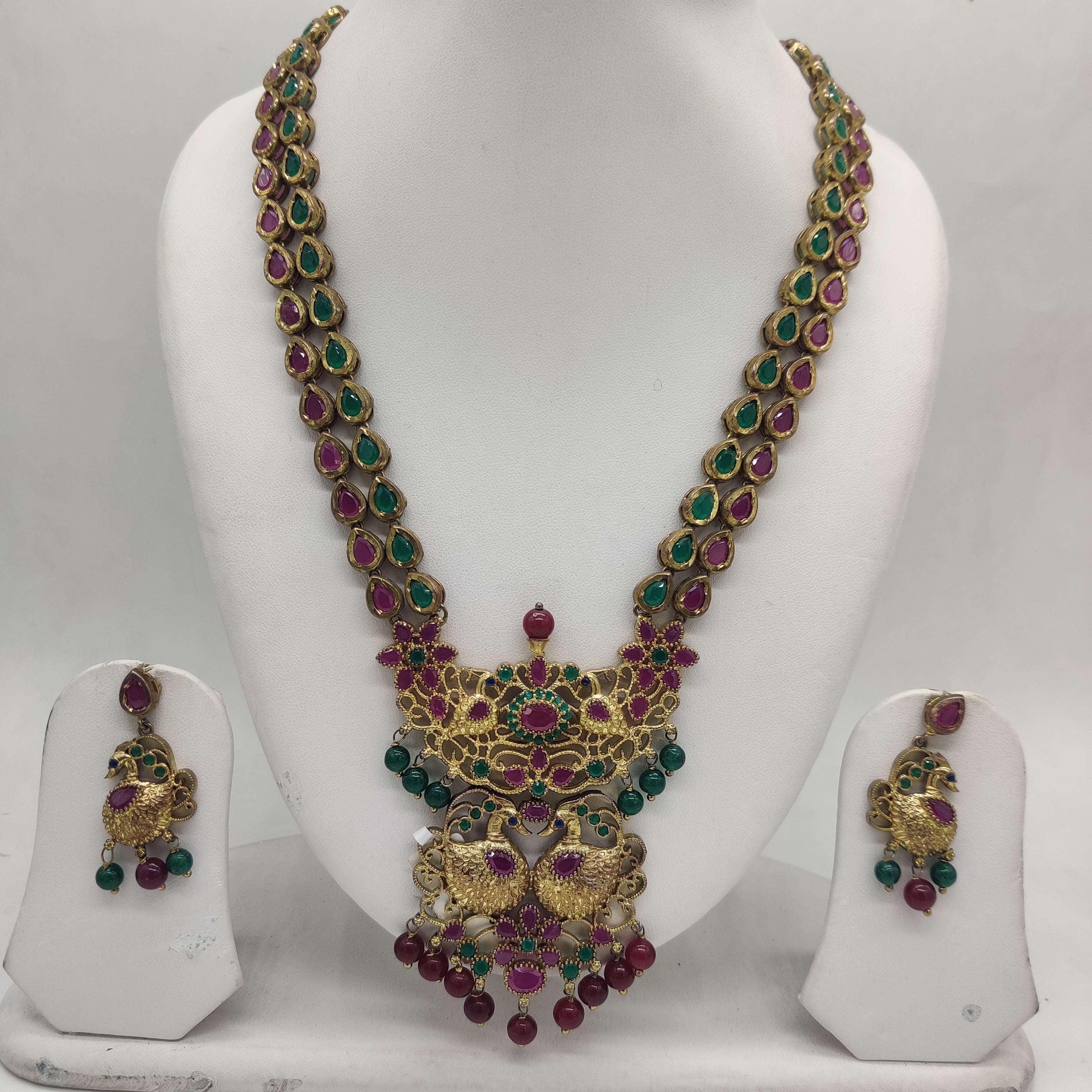 Multicolour CZ Swan Necklace Set