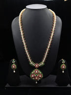 Imperial Temple Kemp: Freshwater Pearl & Dual-Stone Bridal Long Haar Set