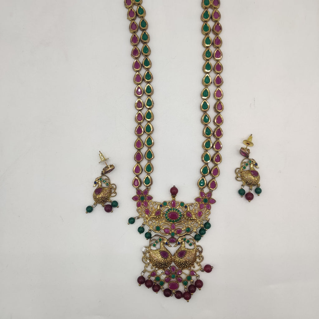 Multicolour CZ Swan Necklace Set