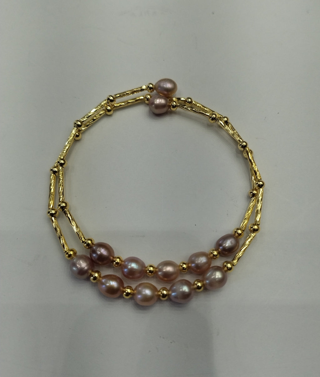 Double Line Lavender Freshwater Pearl Wrap Bracelet