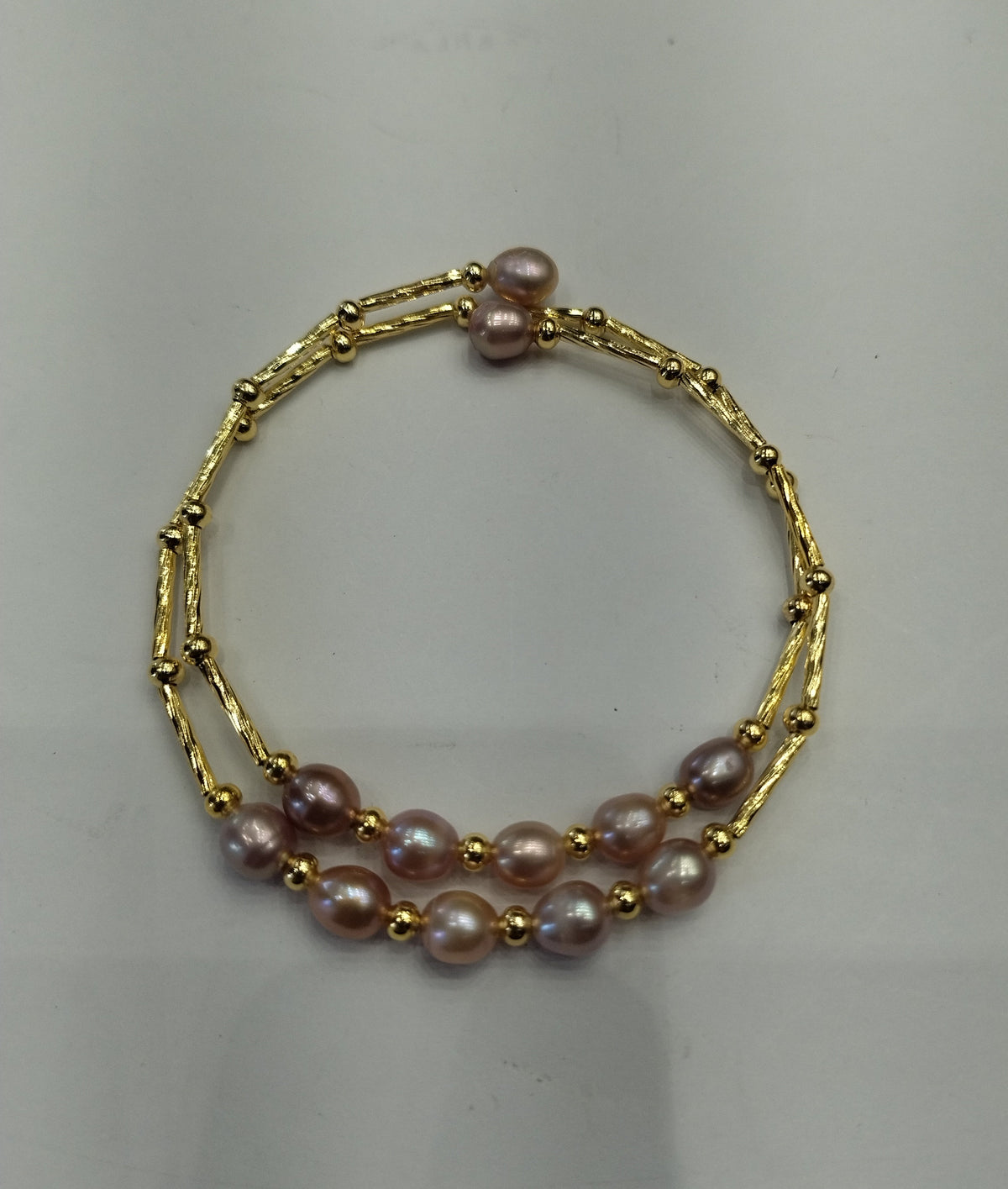 Double Line Lavender Freshwater Pearl Wrap Bracelet