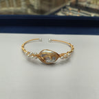 Centerpiece Baroque Pearl Wire-Wrapped Gold Tone Cuff Bracelet